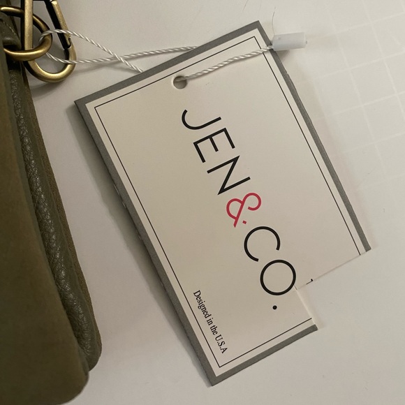 Jen & Co vegan Riley crossbody clutch small bag olive suede - Picture 3 of 12